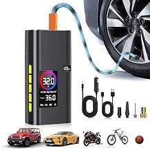 180PSI Tire Inflator Portable Air Compressor, Portable Tire Inflator for Car,5X Fast Electric Bike Air Pump with Digital LCD Pressure Gauge/LED Light/Power Bank, Bike, Motorcycle, Ball
