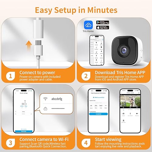 Miniatura 8 de Cámara de ventana de 3 MP 2K, cámara WiFi de 2.4 GHz y 5 GHz para interiores y exteriores, para seguridad en el hogar con visión nocturna a color