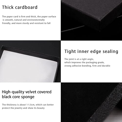 Miniatura 4 de Sdootjewelry Cajas de joyería negras a granel, 24 paquetes, caja de regalo para joyas con espuma, cajas de joyería pequeñas para regalos, 3.5 x 3.5