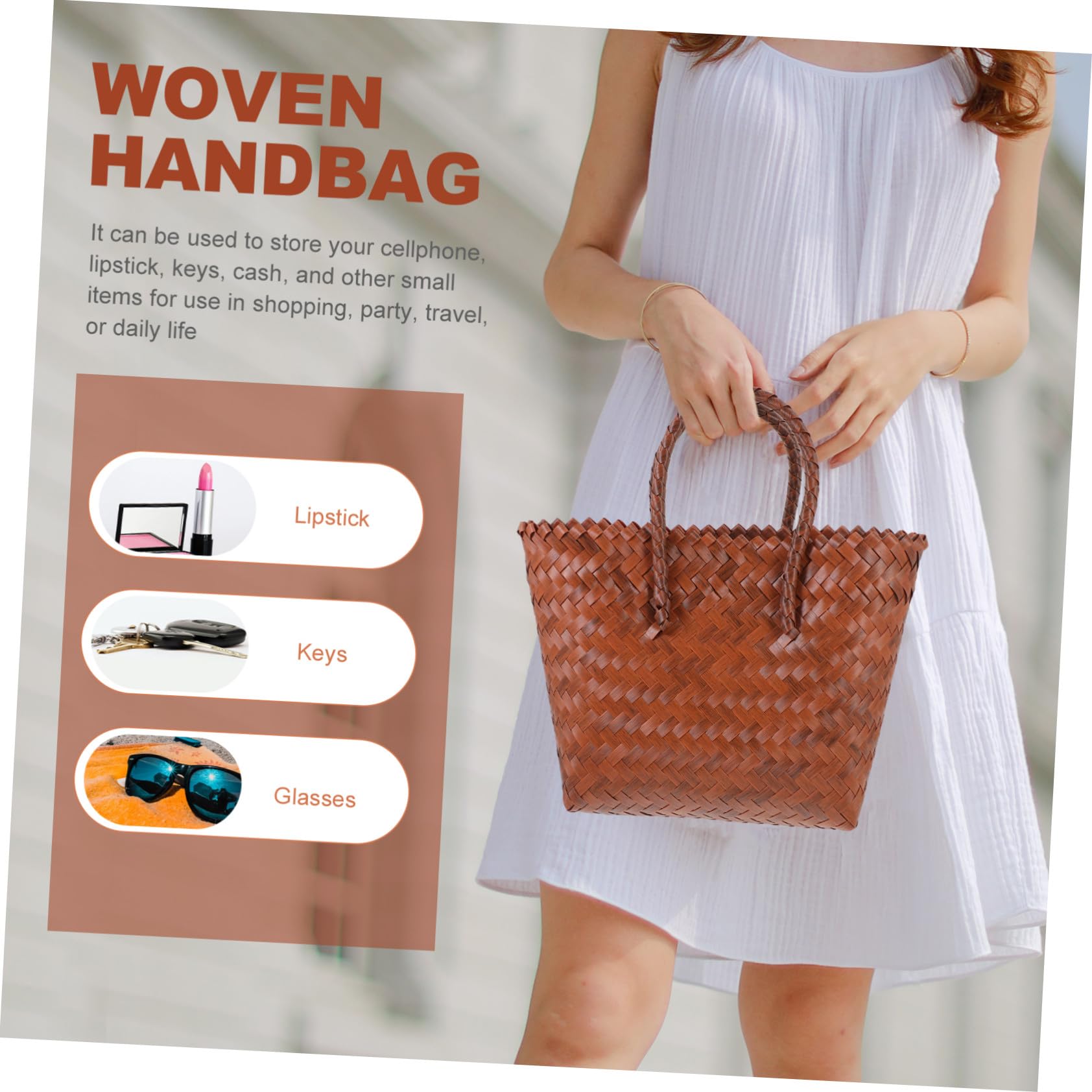 Bolso Capazo Playa Artesanal Grande Cesta Trenzada para Picnic Viaje y Almacenamiento Versátil