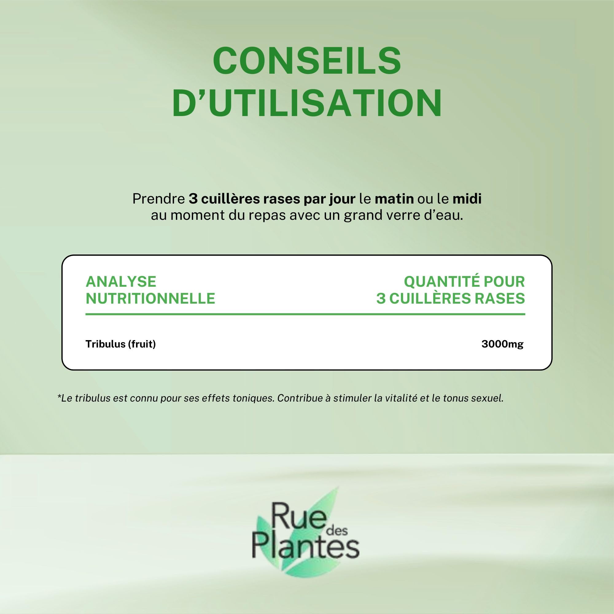 Rue Des Plantes - Tribulus Terrestris Poudre 500g | Complément Alimentaire pour Booster Énergie, Performance et Tonus Musculaire | Made in France