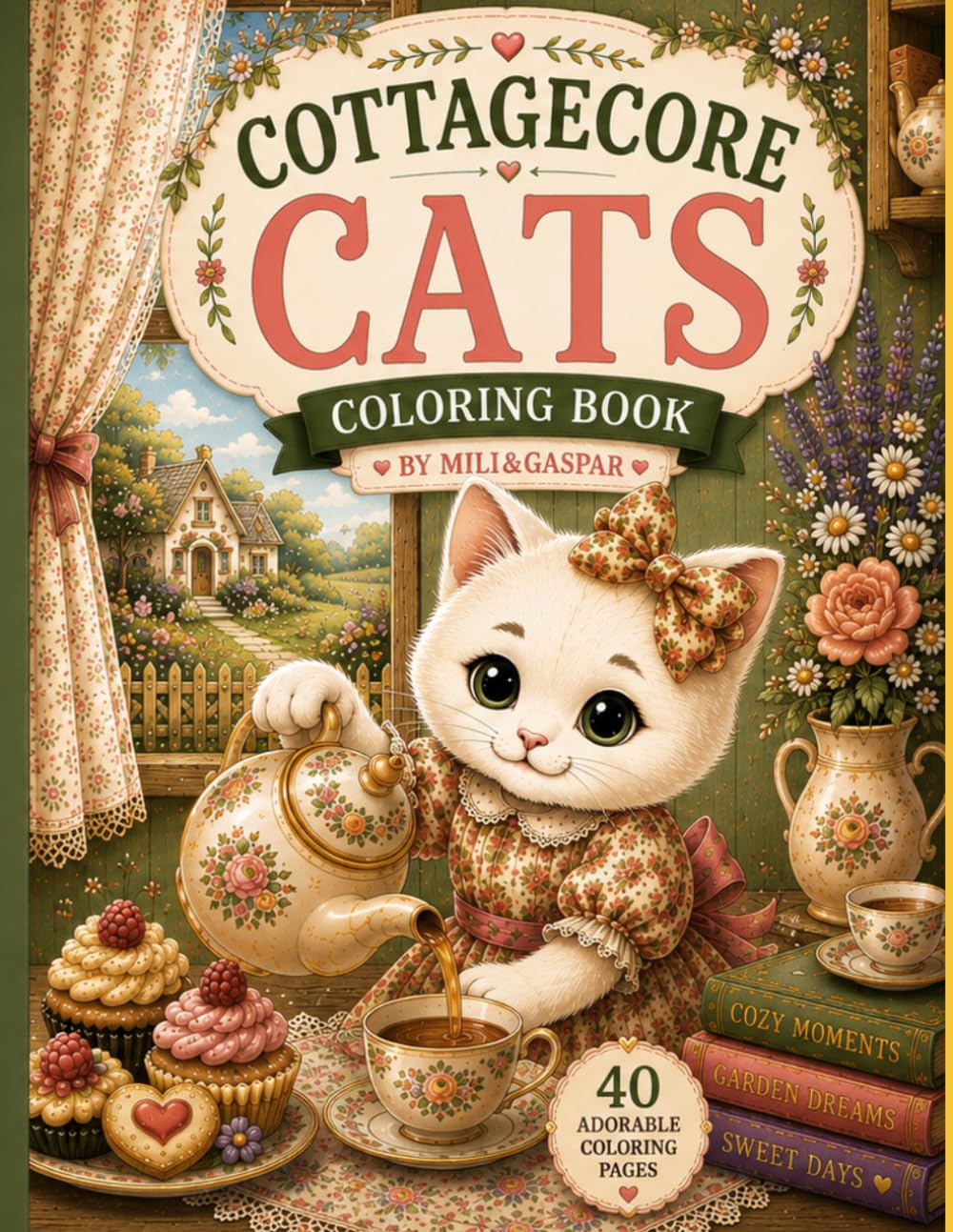Cottagecore Cats: 40 Adorable Coloring Pages