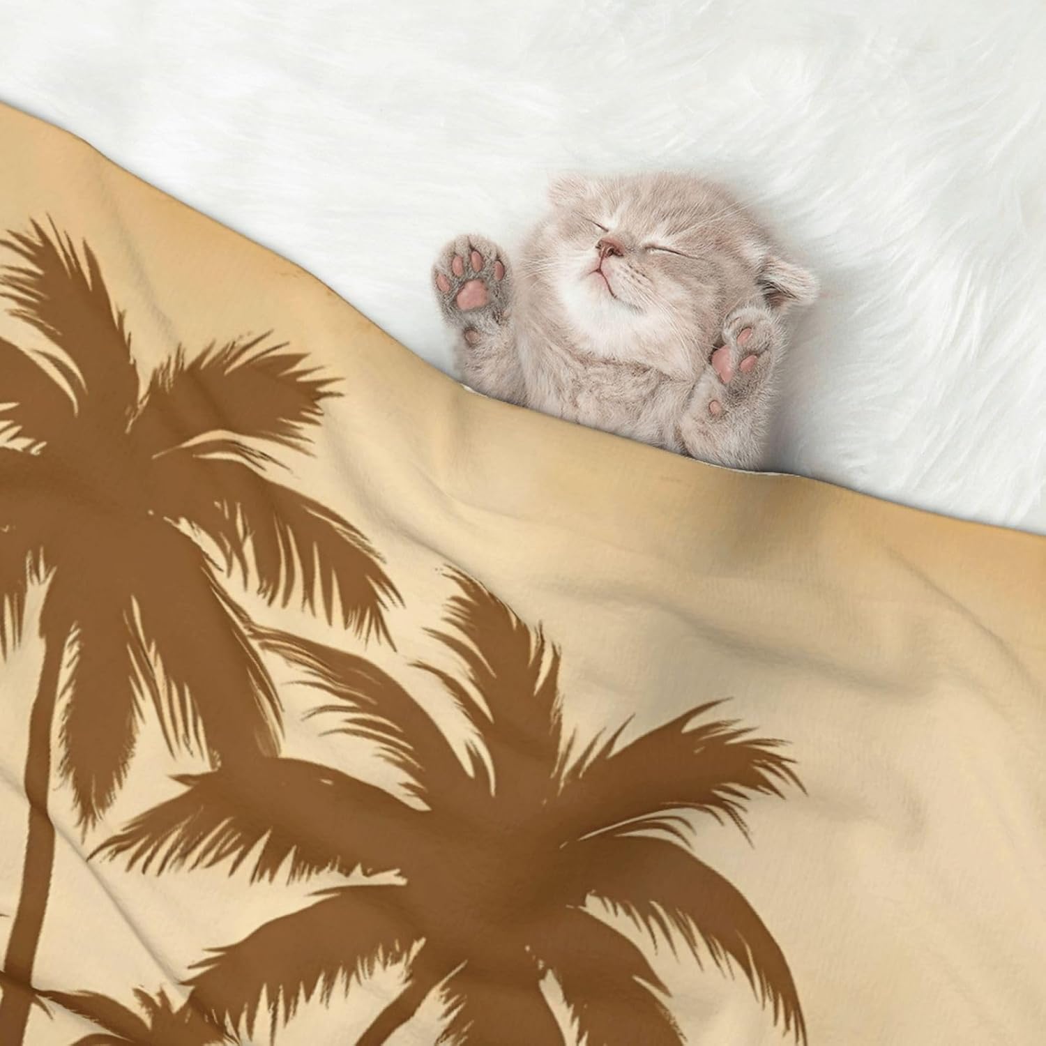 Retro Palm Tree Print Soft Plush Pet Blanket, Washable Dog Blanket, Cat Fleece Throw, Puppy Bed Crate Mat & Sofa Couch Protector - Large