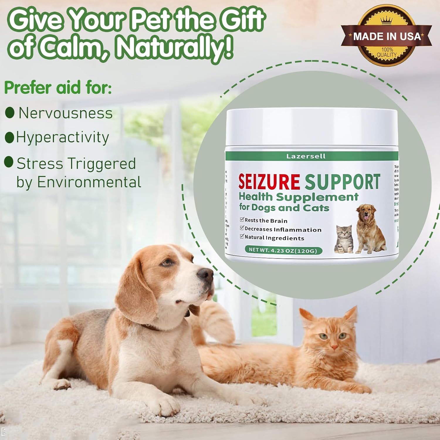 Seizure Guardian for Dogs and Cats - Natural Herbal Help Relieve Anxiety - Slows Seizures, Rests the Brain, Decreases Inflammation