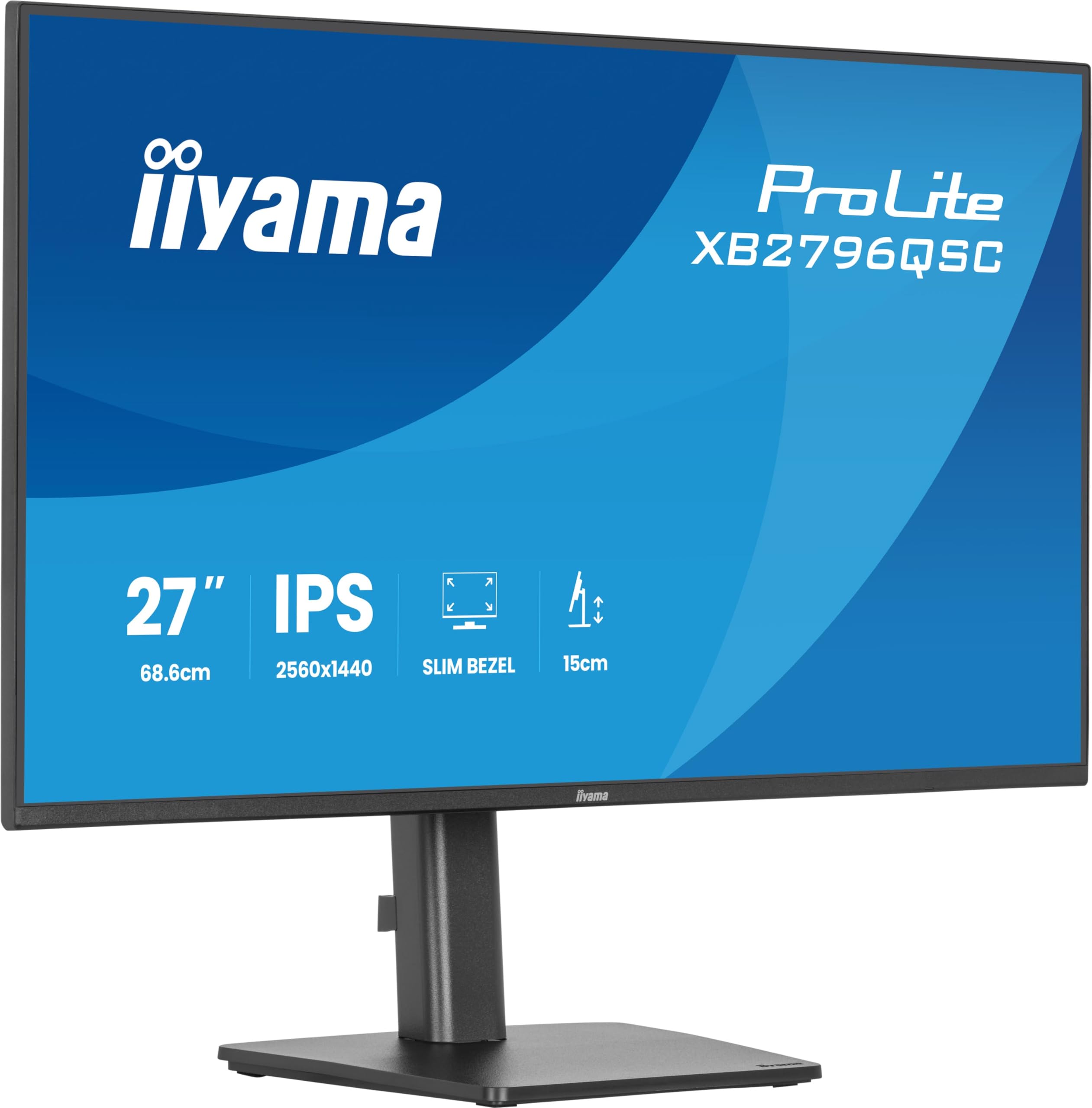 iiyama Monitor ProLite XB2796QSC-B1 – QHD IPS, USB-C 65W, Slim-Line, Pivot, Höhenverstellung, 27''