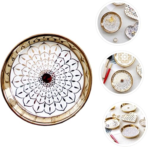 Miniatura 3 de ARTIBETTER Anillo de organización funcional con patrón de flores multifuncional práctico delicado plato de almacenamiento aretes pulsera retro