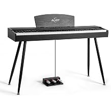 AiJoy ADP-50 Digital Piano 88 Key Hammer Weighted Keyboard, Compact Beginner Home Electric Piano with LCD Display & Triple Pedal, Supports USB-MIDI/Wireless Connect, Black