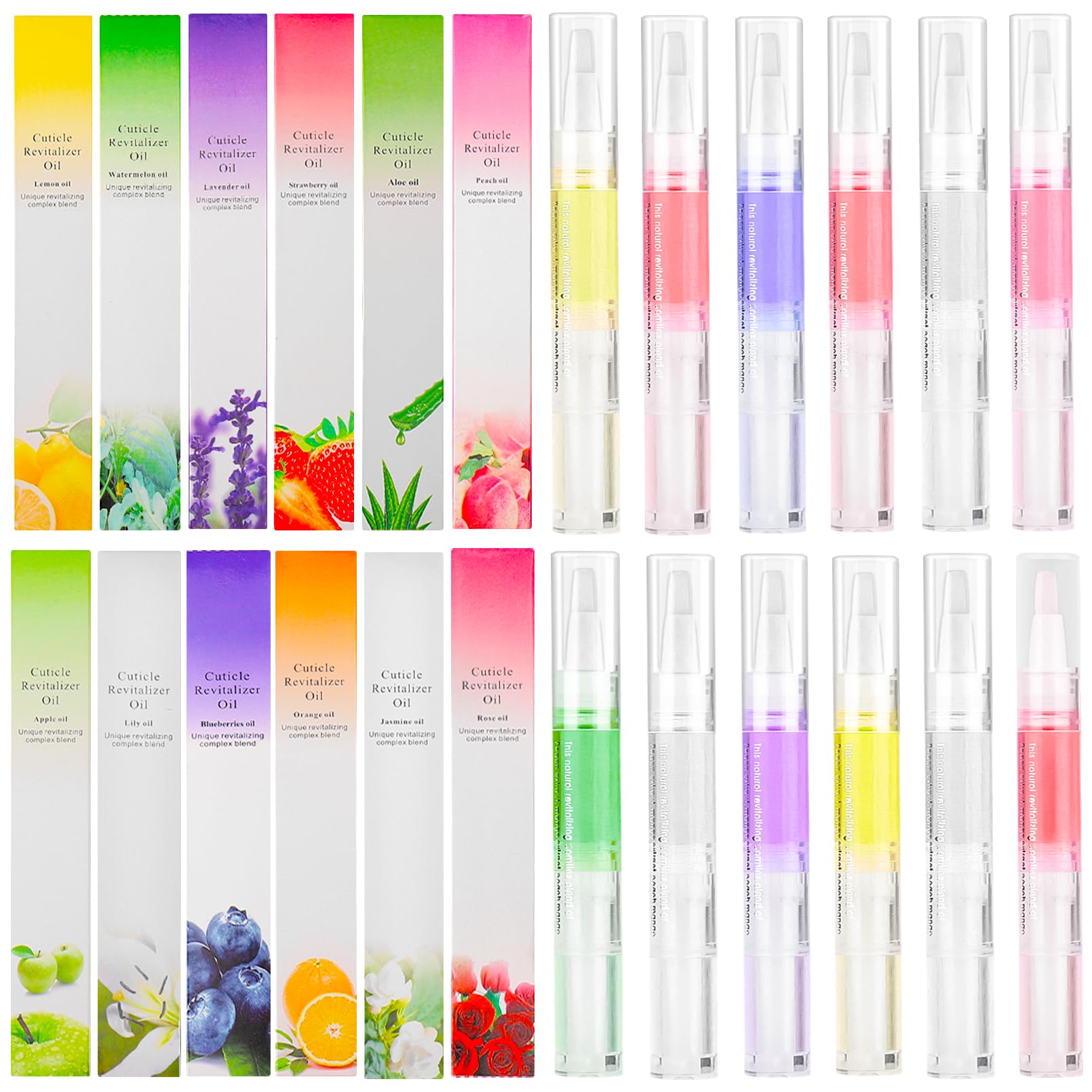 12pcs Cuticle Oil Pens for Nails,Nail Oil Pen Bulk,Nail Cuticle Oil Pen Nail Nourishment Polish with Vitamins Repair Kit,Cuticle Pen Cuticle Revitalizer Oil Pen with Soft Brush