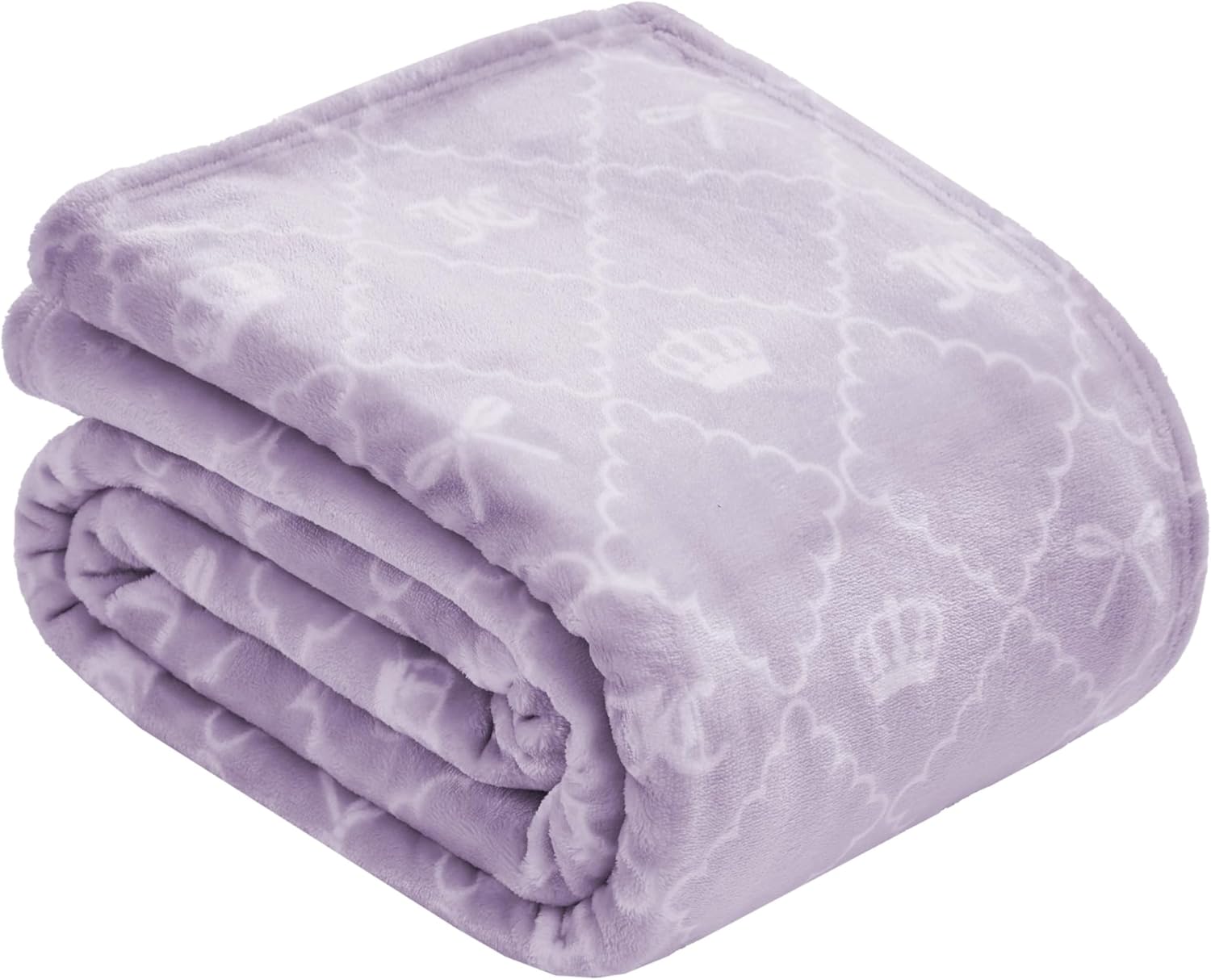 Juicy Couture Oversized Plush Throw Blanket 60" x 70", Icon Scallop Purple