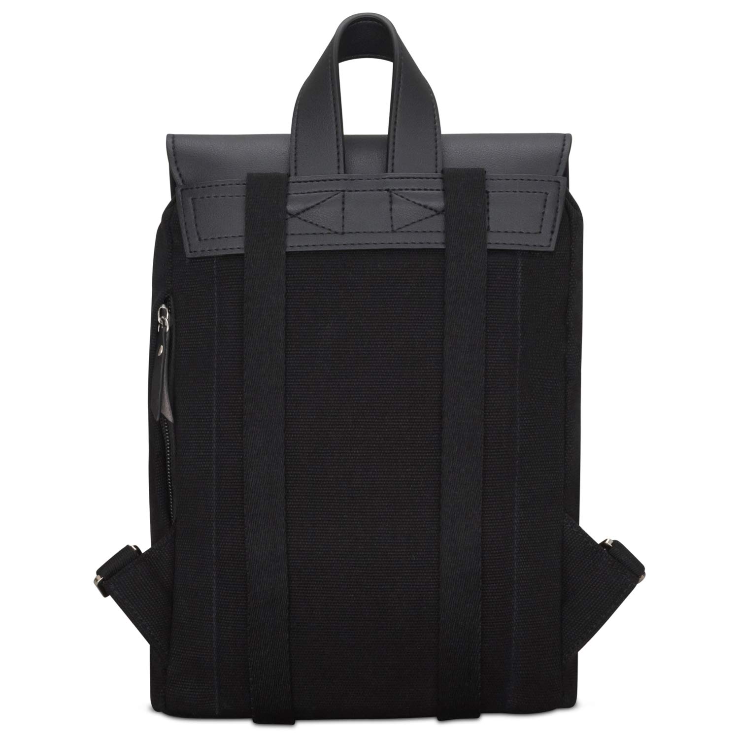 Zaino Donna Nero - Expatrié ANNA Vintage Zainetto Tela di Cotone e Pelle Vegana - Piccolo Zainetti di Qualità per Tempo Libero & Viaggio - Zaini Borsa Casual con Chiusura Magnetica
