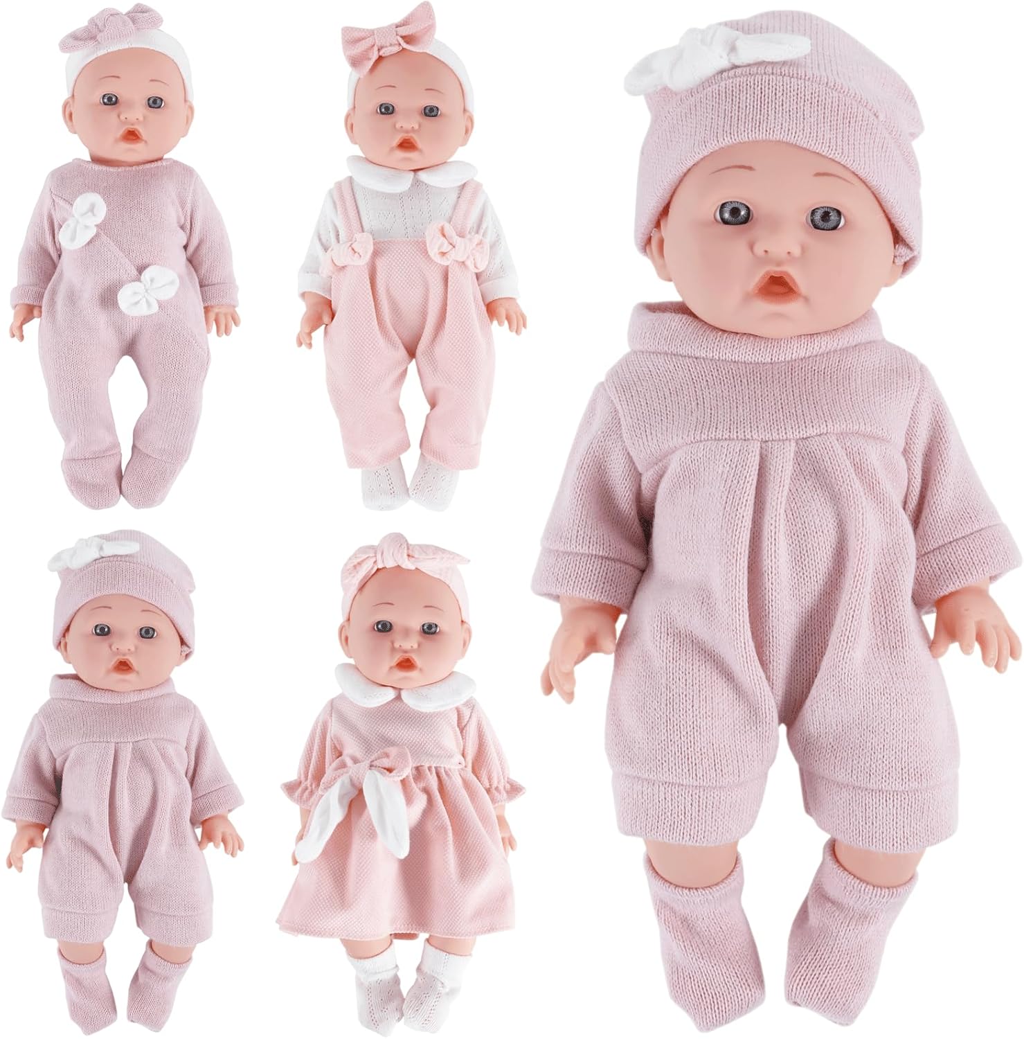 12 inch Doll Clothes and Accessories for 10 11 12 inch Dolls, 4-Packs Reborn Doll Clothes Outfit with Headband Hat Socks (Not Include Doll)