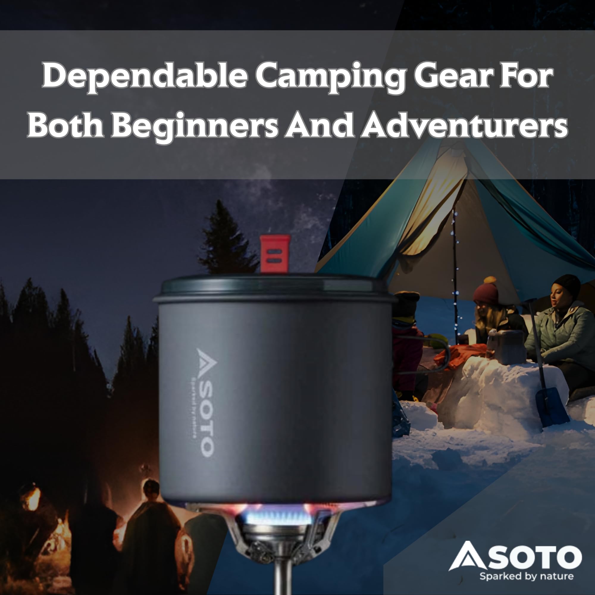 SOTO Amicus Stove with or without Igniter Camping Stove - Superior Under Windy Conditions, Shock Resistant, and Low-cost With High-end Performance Stove