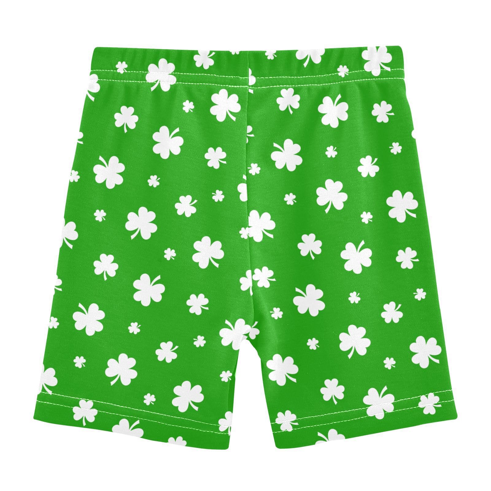 JHKKU Girls St Patricks Day Shamrock Shorts Cotton Cartwheel Bike Kids Biker Under Dress Dance Short Girl Clothes 5T