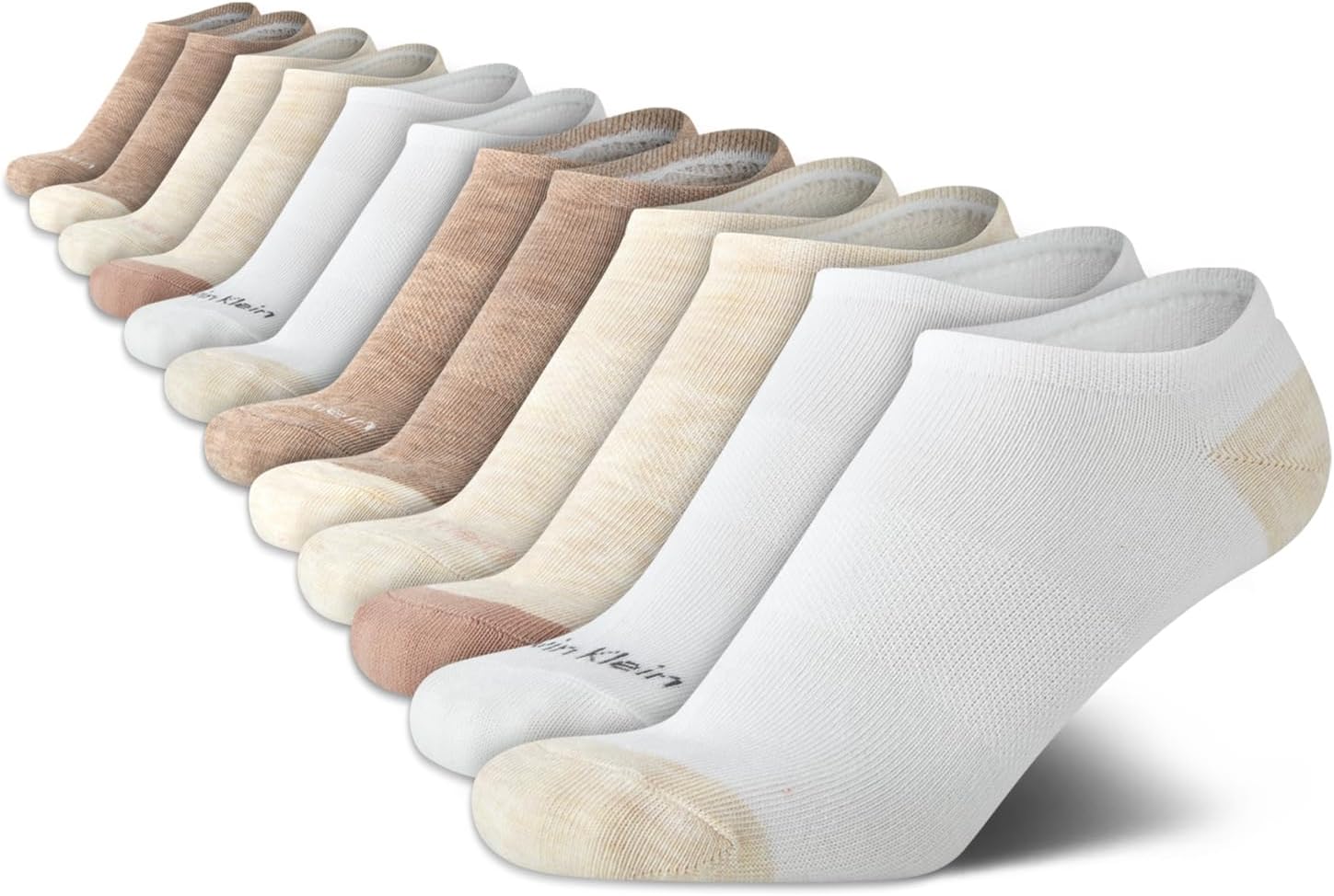 Calvin Klein Womens No Show Socks - 12 Pack Flat Knit Cushioned Athletic Low Cut Socks for Women for Sports and Running