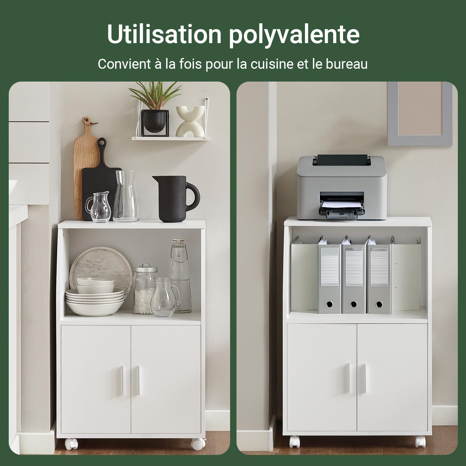 SoBuy Desserte Cuisine avec Étagère, Roues & Étagère Réglable, 92×59×40cm