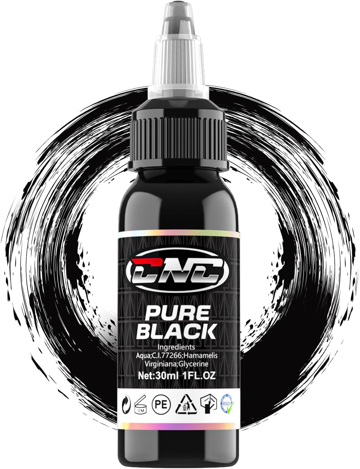 CNC 1oz Tattoo Ink Black 30ml Pure Black Tattoo Ink Tattoo Supplies for Lining, Shading, Tribal and Blending TI6003-30-001