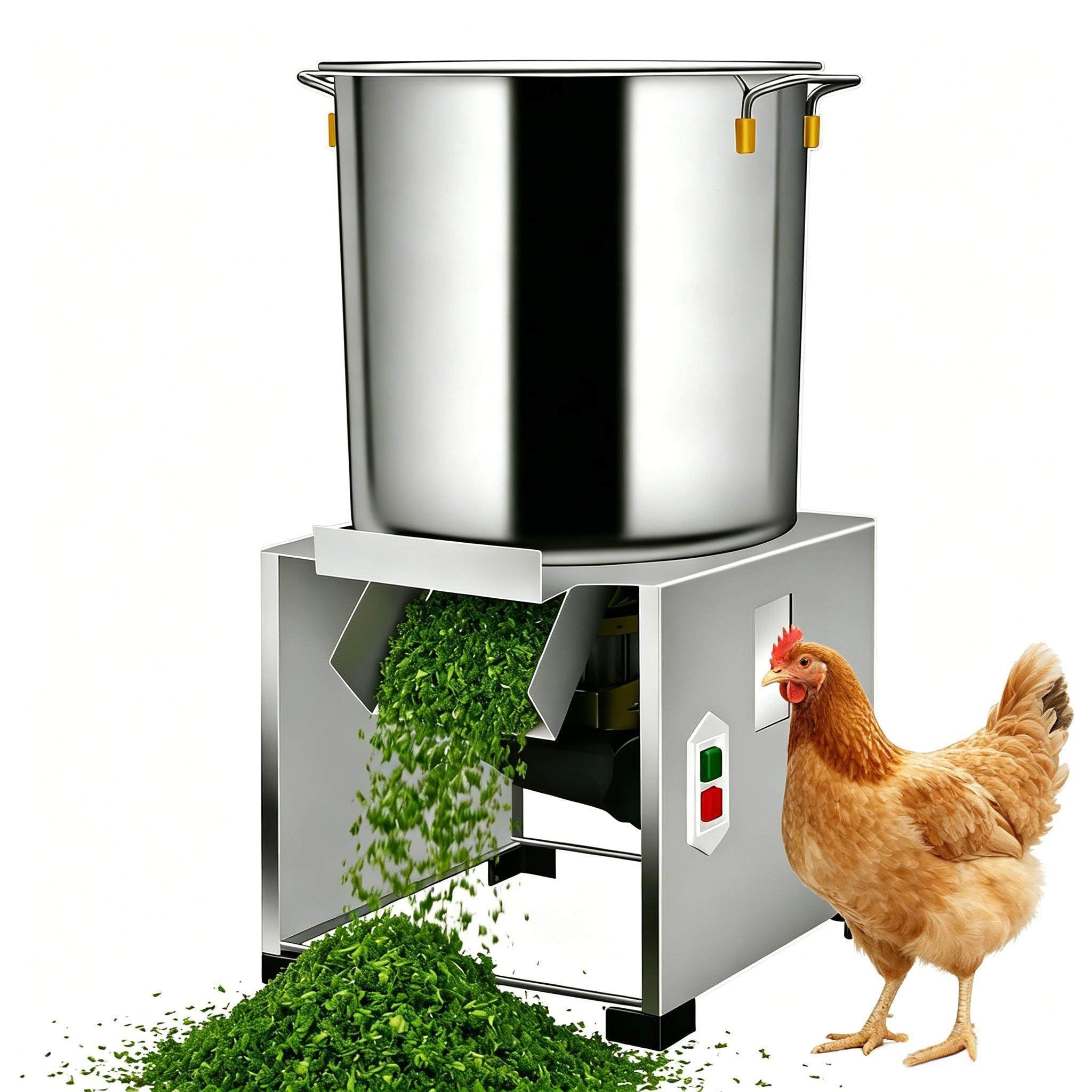 GSHSHOU Poultry Feed Processing Chopper, Grinder, Commercial Vegetable Chopper with 4 Blades, Stainless Steel Grinder, Large Feed Port for Poultry and Animal Feed Preparation