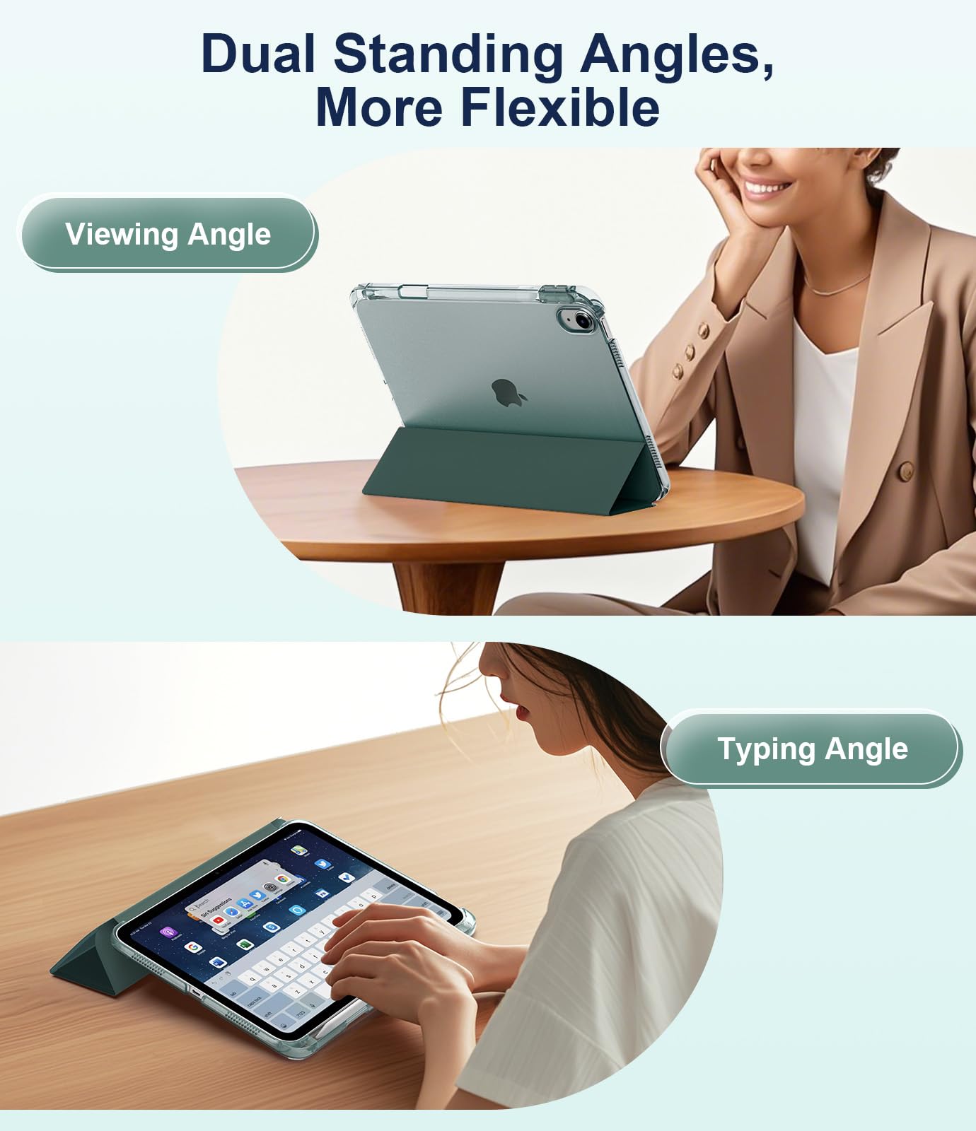 TiMOVO Cover per iPad 11 Generazione A16 11 Pollici 2025/iPad 10 Generazione 10,9 Pollici 2022 con Portapenne, Custodia con Supporto Retro Traslucido, Auto Sveglia/Sonno, Verde Scuro