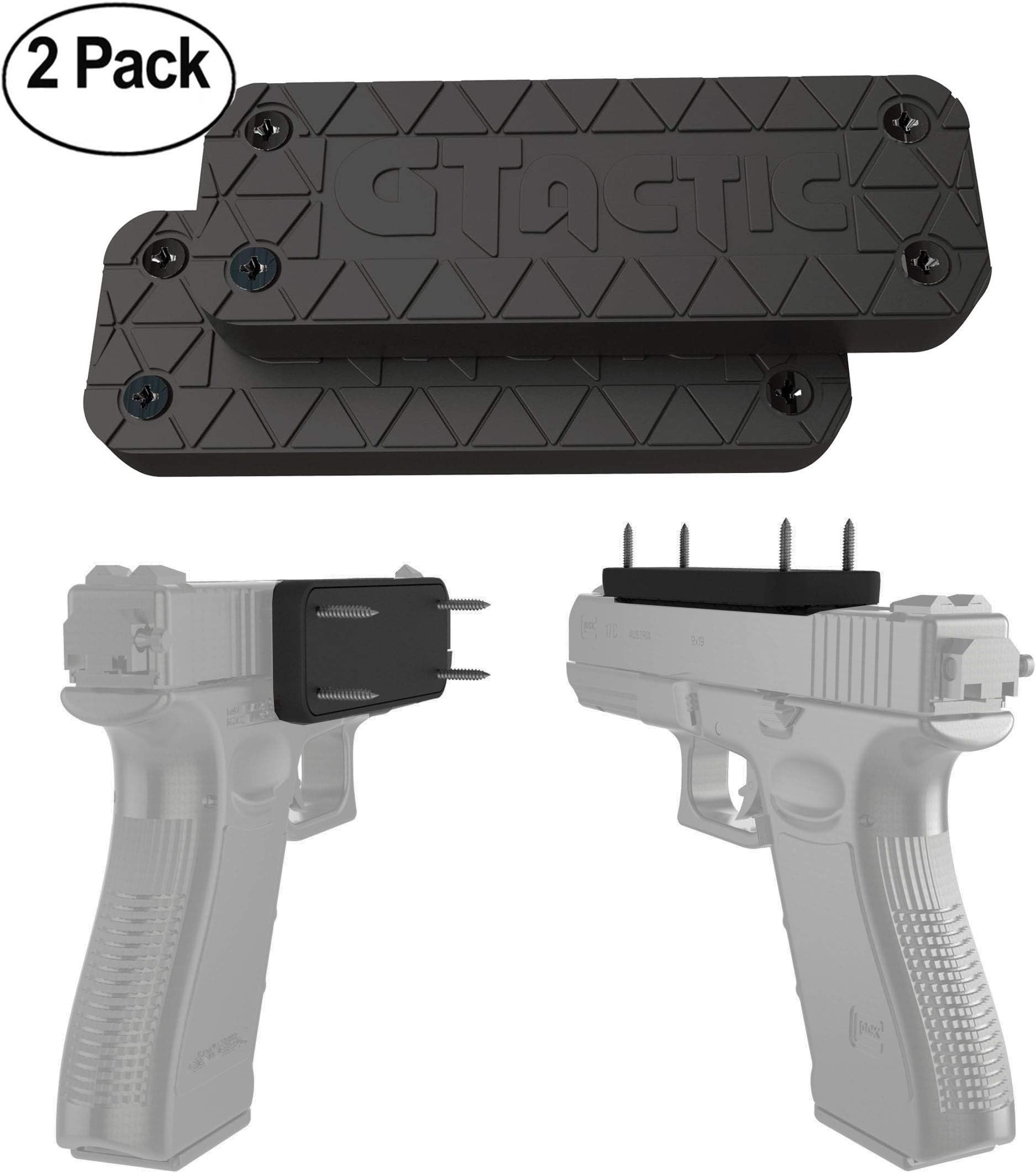GTactic 2 Pack Magnetic Mount with Adhesive | Rubber Coated 45 Lbs Rated Magnet Mount & Holster | Concealed Holder for Firearms