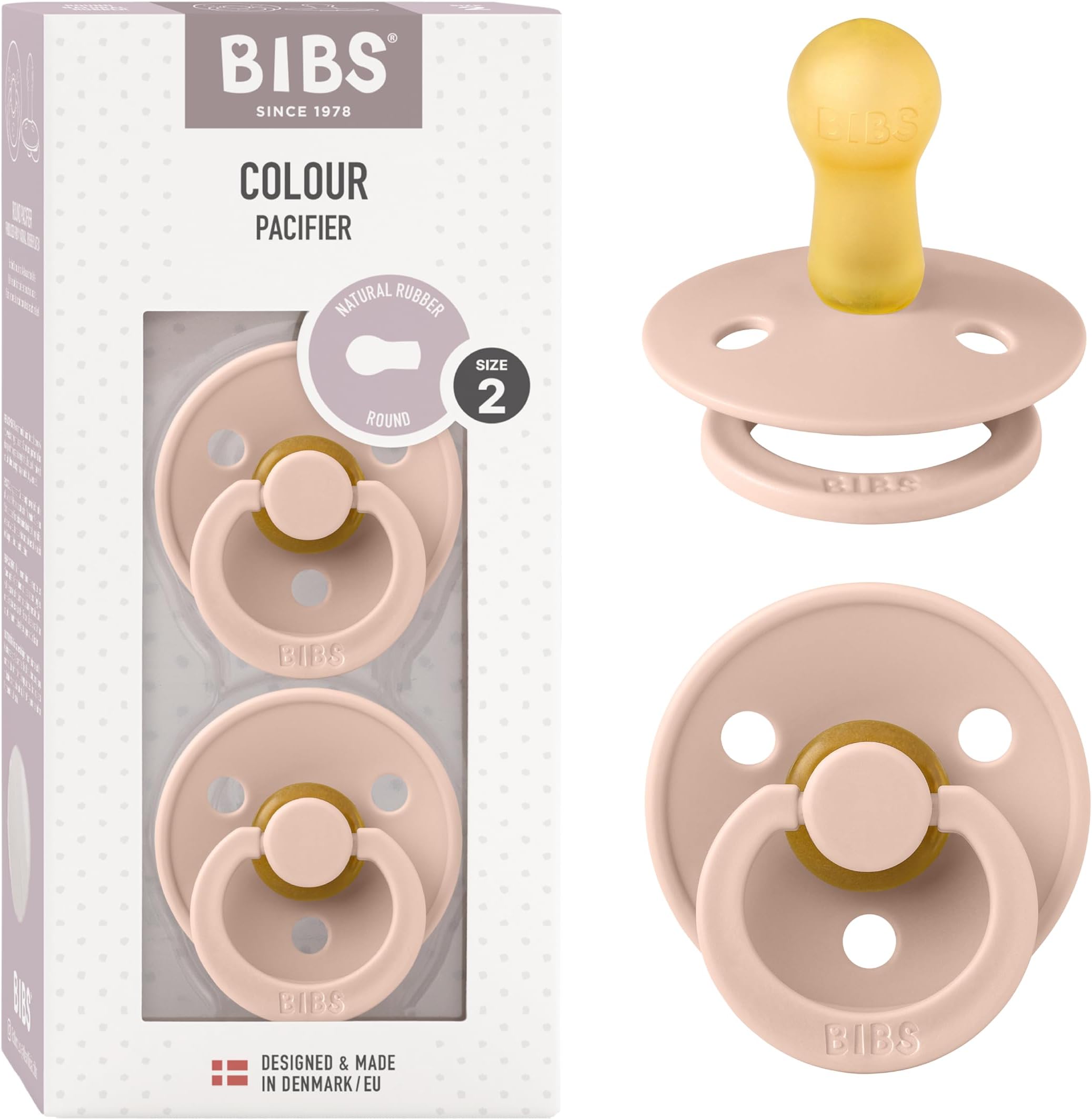 Bibs Colour Baby Pacifier Size 2 - Toddler 6-18M (2pcs) - Colour Twin-Pack Blush