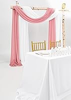 Vista 178 de Tela para envolver arco de boda, 4 paneles de 28 x 20 pies, cortinas de arco de boda rosa para ceremonia, cortinas de tela de gasa para cenador