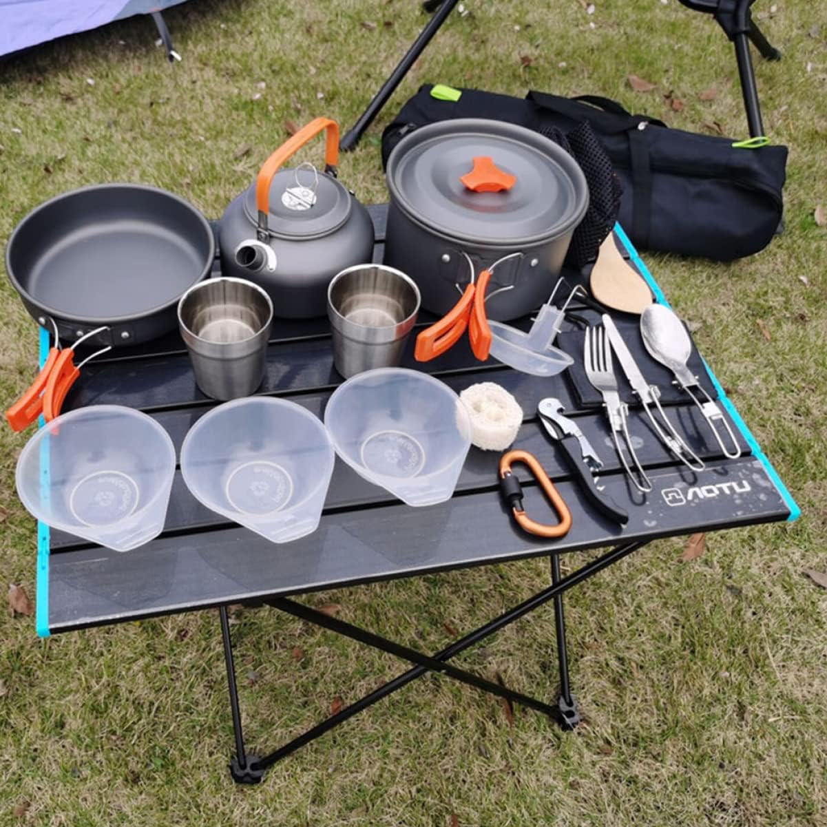 Milisten 1set Outdoor Camping Cooking Set Portable Aluminium Alloy Cookware Utensils for Hiking Backpacking and Picnic Lightweight Non-Stick Design - Handle