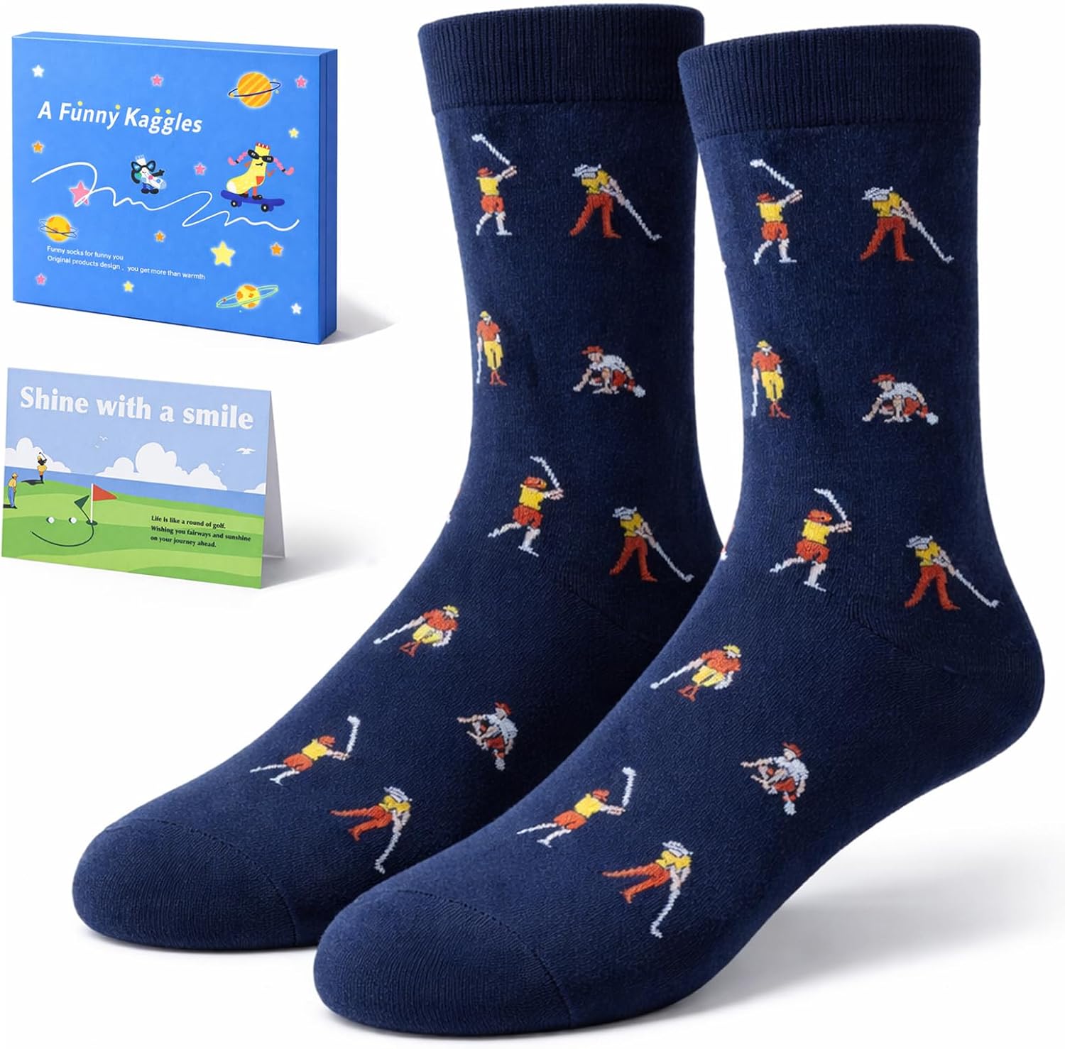 Gifts For Golfer,Golf Socks and Golf Gifts Card for Men,Birthday Valentines Day For Golfer