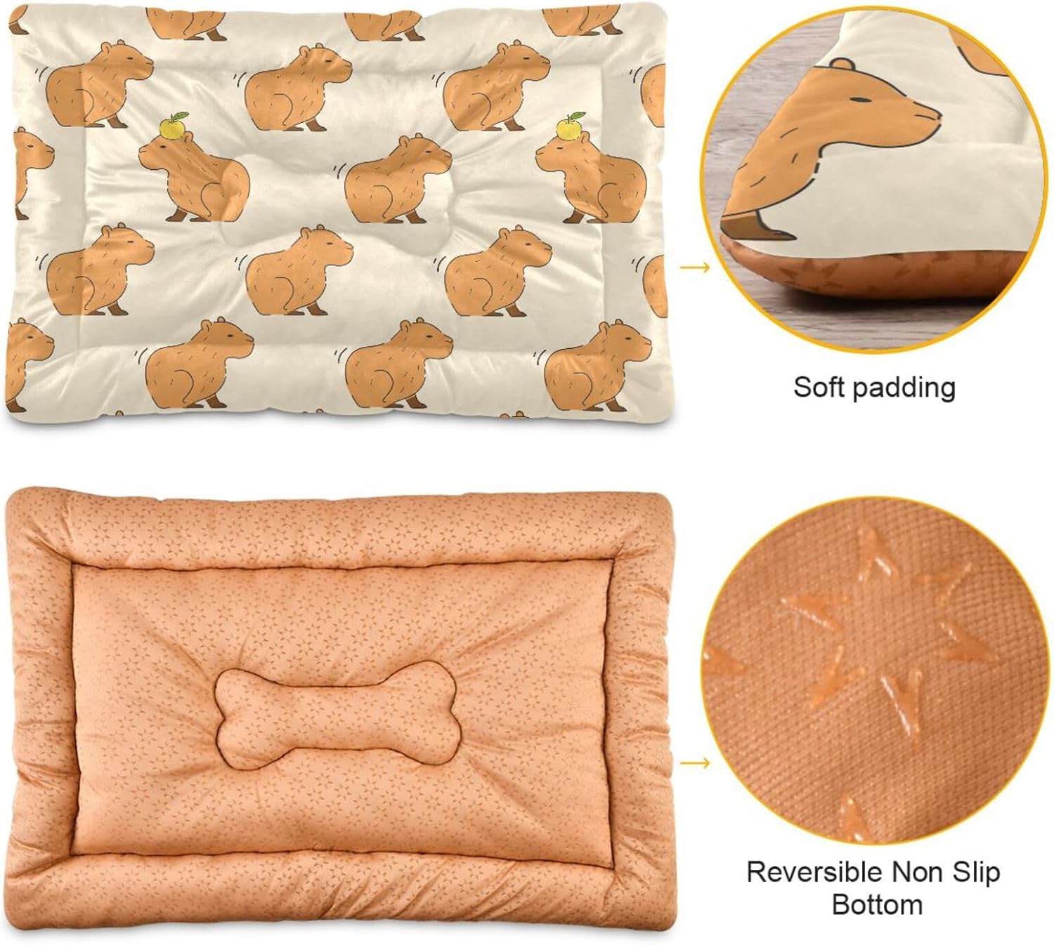 review Cute Capybara Pet Bed Cute Dog Bed Mat Absorbing Non Slip Pad Pet Sleeping Mat for Small, Medium, and Large Dogs Puppy Cat 24 in x 18 in