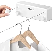 Mbillion Retractable Clothesline 13.8 Ft Stainless Steel Double Clothes line retracting Indoor Heavy Duty Retractable Laundry Line Wall Mounted Double line