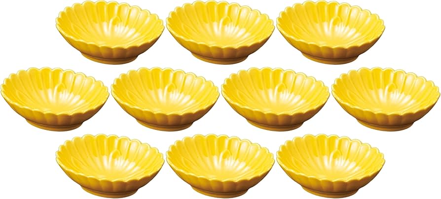 珍味入れ　黄交趾菊葉型珍味入れ10個 珍味入れ 黄交趾菊葉型珍味入れ10個