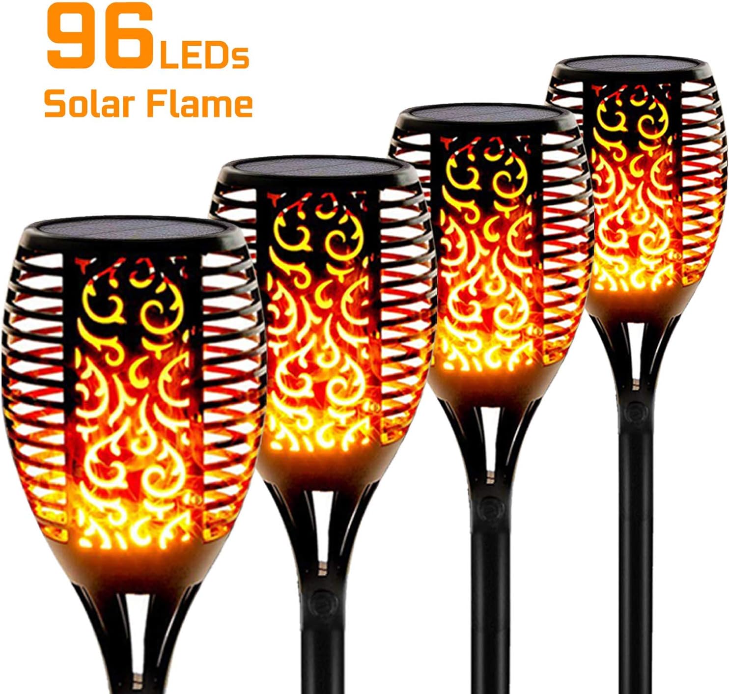 OtdairSolar Lights Outdoor Upgraded,4 Pack 43" Waterproof Flickering Flames Solar Torch Lights,Solar Tiki Torches Dusk to Dawn Auto On/Off Decoration Lighting for Garden Patio Driveway Pathway