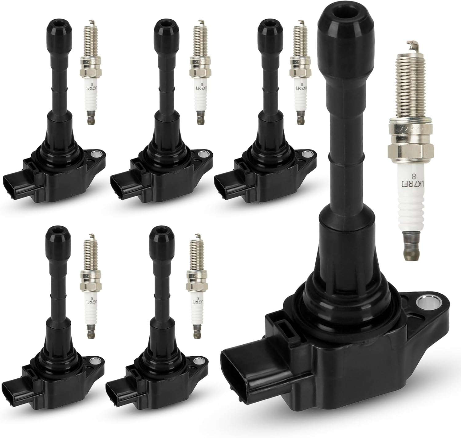Set of 6 Ignition Coil 6 Spark Plug Compatible with Nissan Infiniti Maxima Murano Pathfinder Quest Altima Q50 QX60 FX35 Replacement for UF550 C1670 22448-JA10C 5C1727 E1050 52-2082 IC630