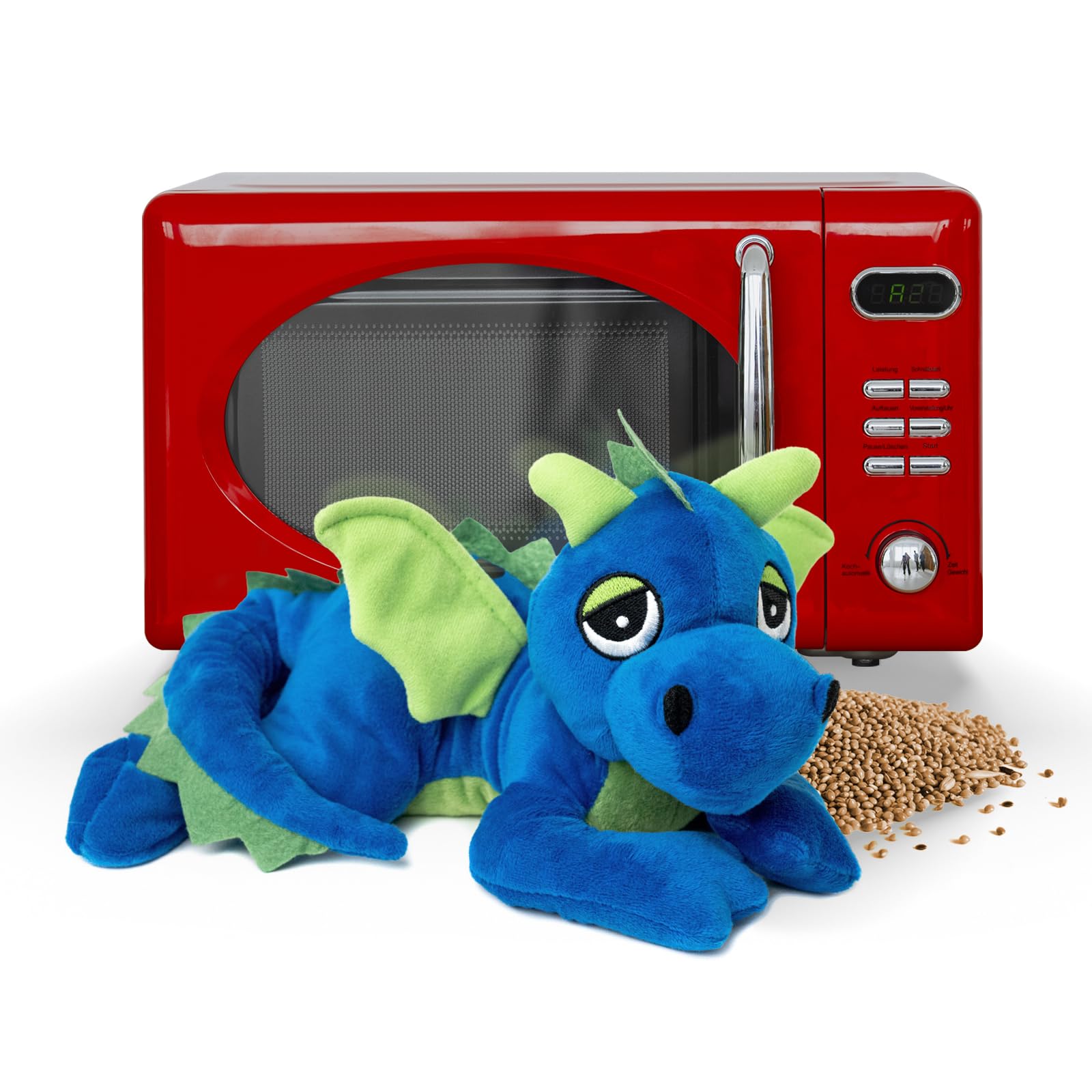 Habibi Plush Classic Coussin chauffant en peluche pour enfants et adultes – Dragon porte-bonheur rembourré de millet, peluche chauffante disponible en plusieurs couleurs (bleu roi)