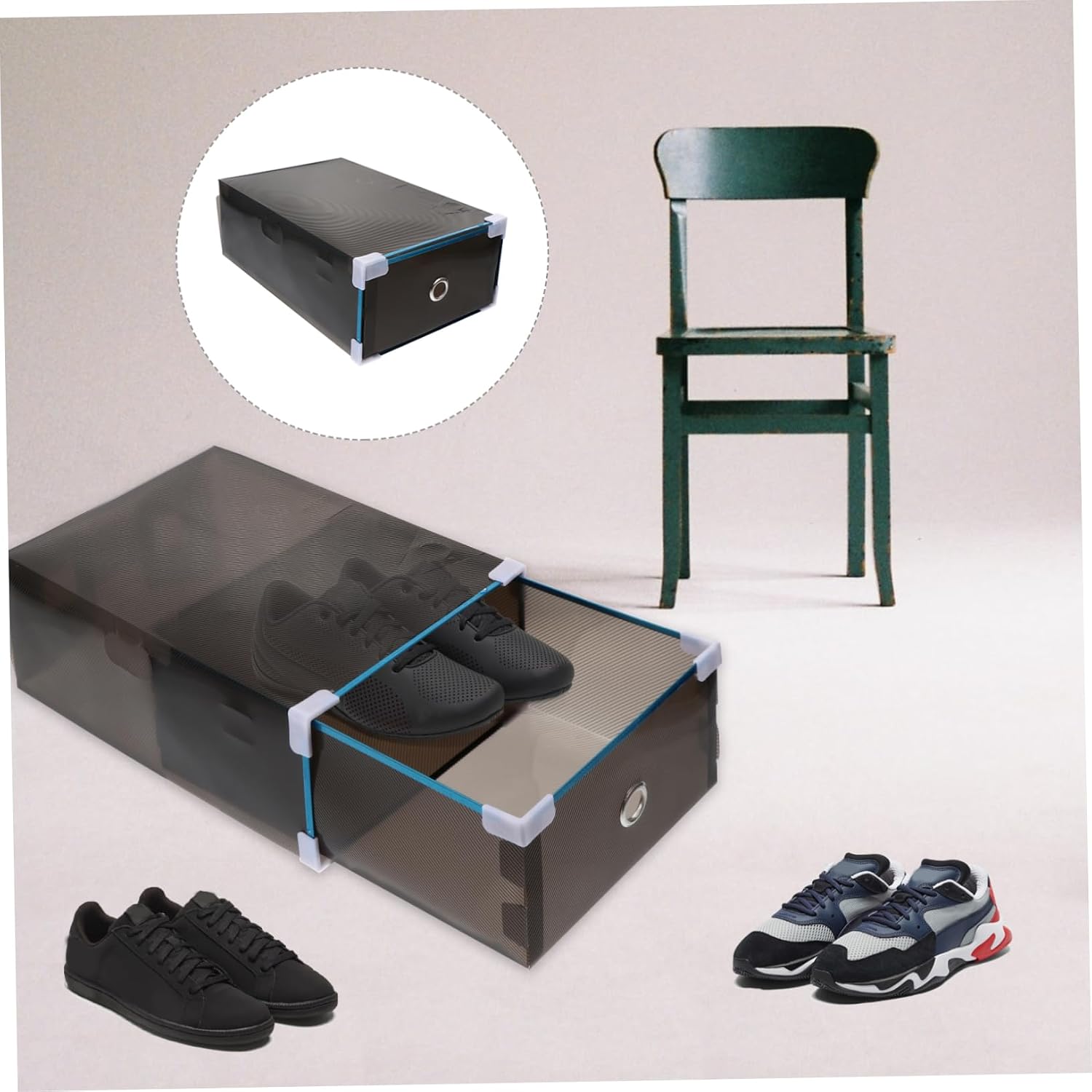 KOMBIUDA 2pcs Transparent Drawer Type Storage Boxes Sundries Organizer for Home Supplies for Shoes Socks and Daily Use Items Compact Design for Space Saving Storage