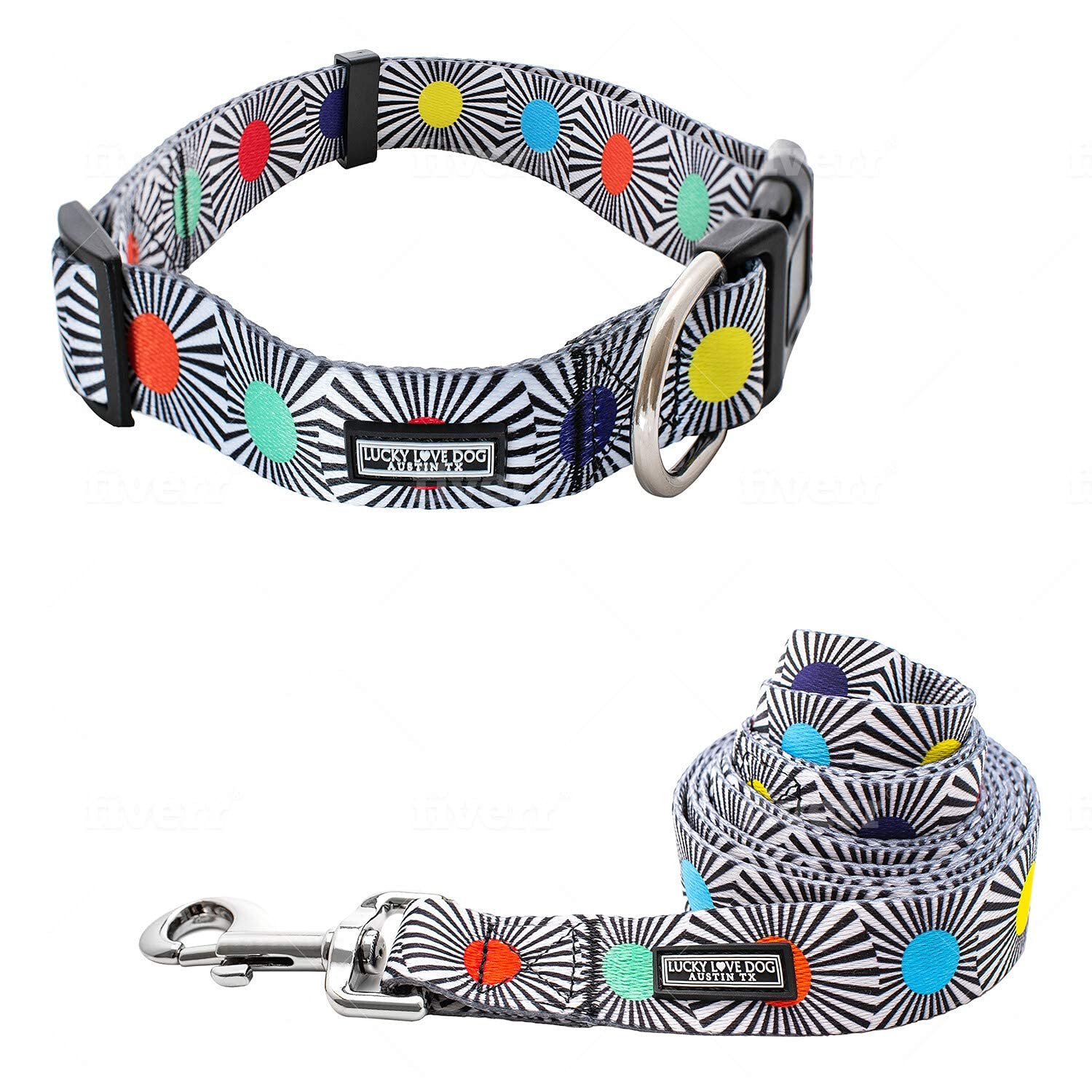 Lucky Love Dog Set aus Halsband und Leine für große Hunde – SOCO, Größe L | Hundehalsband und Leine, Set für große Hunde, passendes, verstellbares Halsband + 1,5 m Leine, einfache Klick-Schnalle