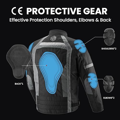 Miniatura 3 de ILM Chaqueta de motocicleta con armadura CE para hombres Enduro Touring Dualsport equitación resistente al agua textil todo clima B02