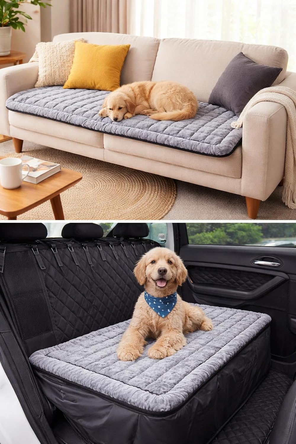 Dog Bed for Back Seat - Comfortable, Padded, Non-Slip Design for Car, Truck, RV, Van - Ideal for Travel - Durable & Easy to Clean - Universal Fit for Most Vehicles - 54" L x 24" W