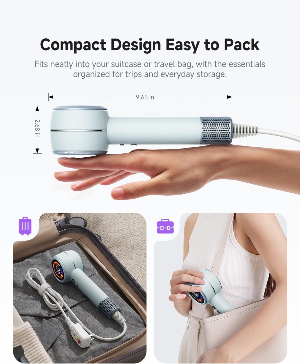 High-Speed 1400W Ionic Hair Dryer with Diffuser & Smart Heat Control