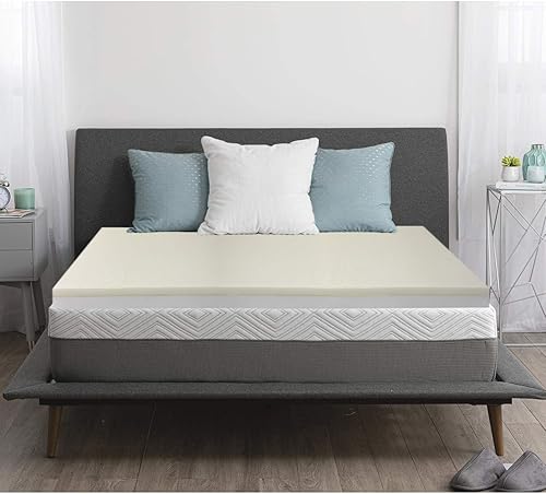 Foamma Cubrecolchón de espuma viscoelástica tamaño individual XL de 4 pulgadas con base de espuma de alta densidad, alivio de presión, refrescante y