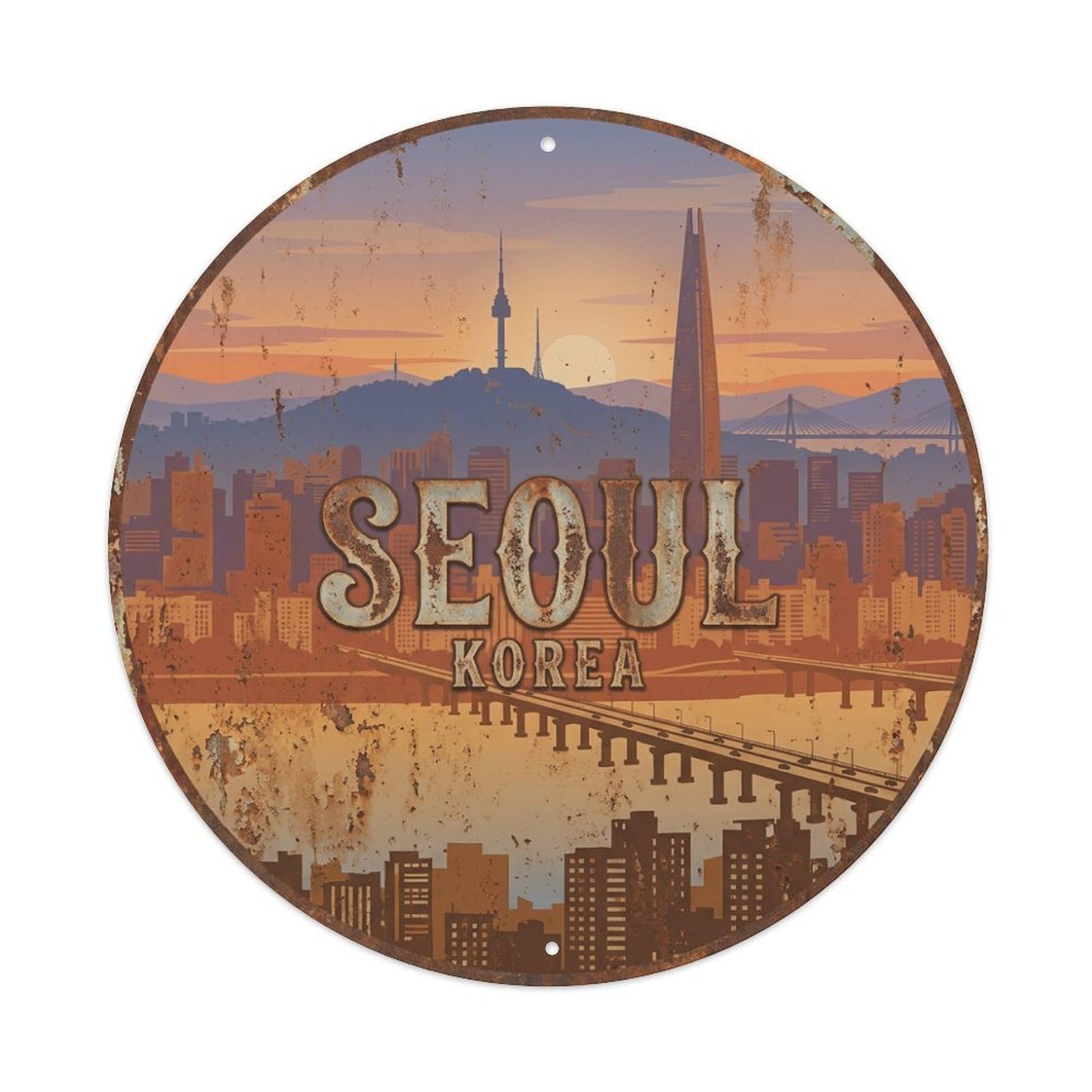 Vintage Travel Seoul Korea Destination Metal Tin Sign