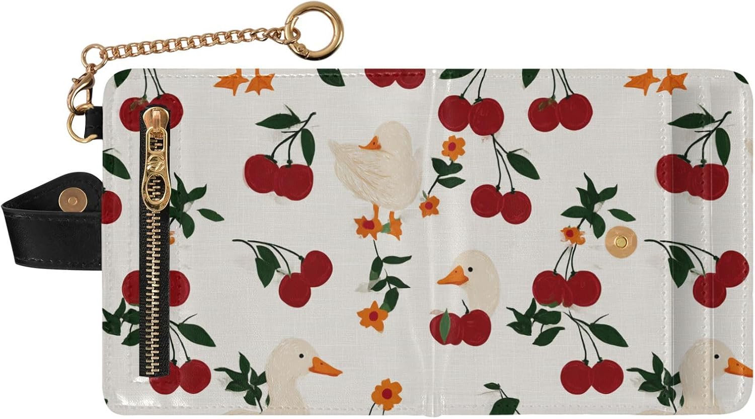 Ladies Premium Foldable Wallet Waterproof Snow Mallard Fruit Off White Compact PU Leather Wallet for Women image 2