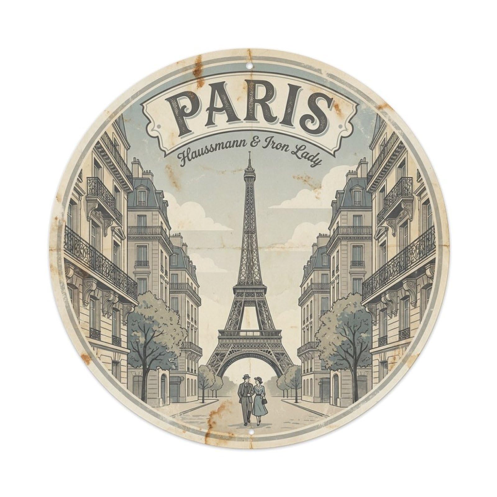 Olhnbad Style Paris Heritage City Haussmann Boulevard Tower Travel Metal Tin Sign