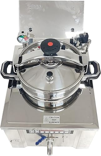 Miniatura 9 de Freidora a presión comercial de 16L, freidora eléctrica inteligente con 5 preajustes, tubo de calefacción exterior para aceite más saludable,