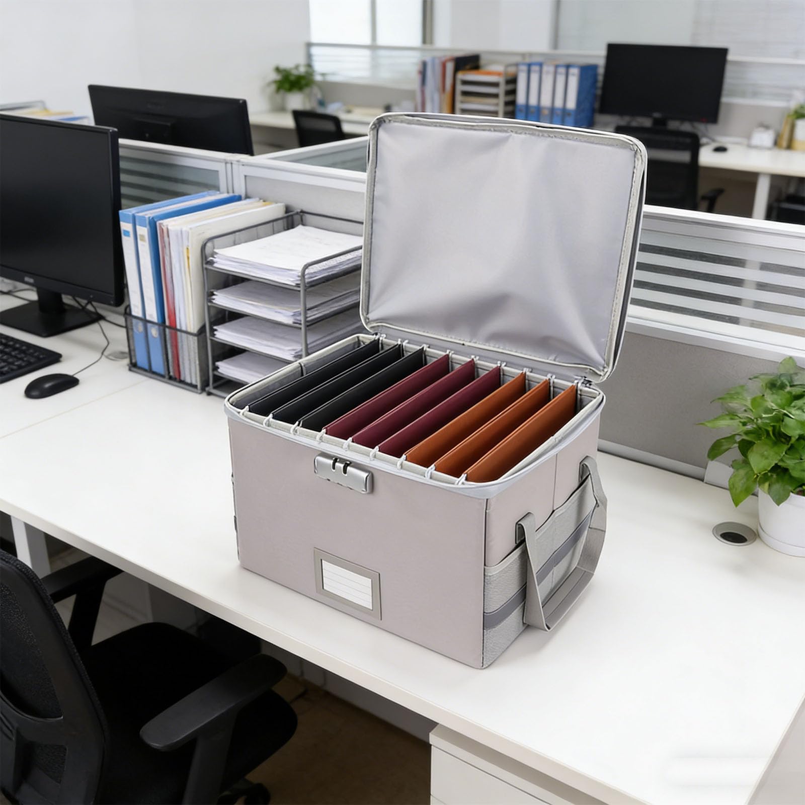 Porta documenti pieghevole con impugnatura ergonomica e grande spazio per file importanti di sicurezza in alluminio isolato
