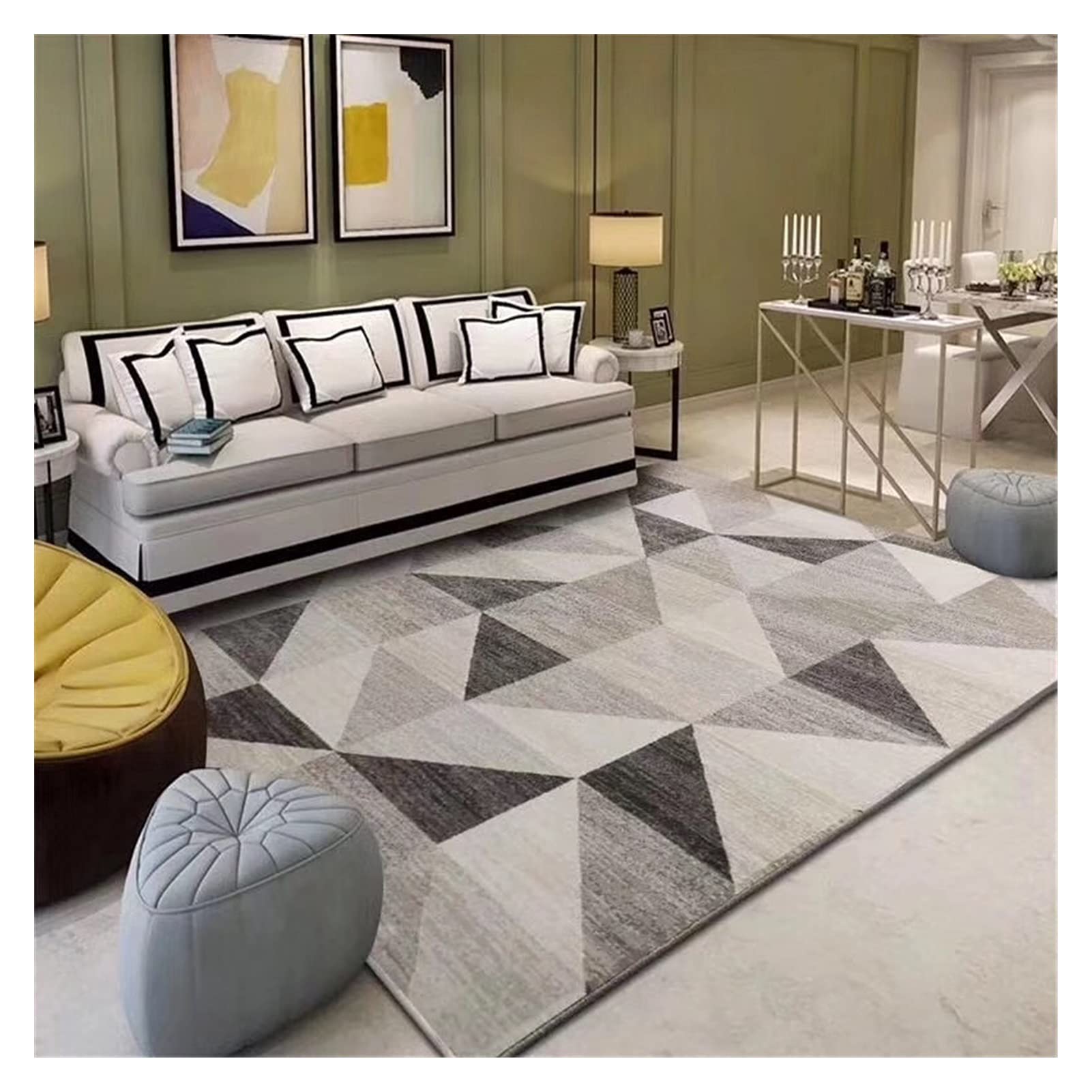 Alfombra de salón geométrica ideal para decorar zonas de sofás y ventanales
