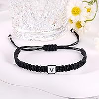 Vista 112 de Initial Bracelets for Couples Women Men Initial Charm Handmade Rope Braided Letter Bracelet for Teens Adjustable Jewelry Father's Day Gifts for Him