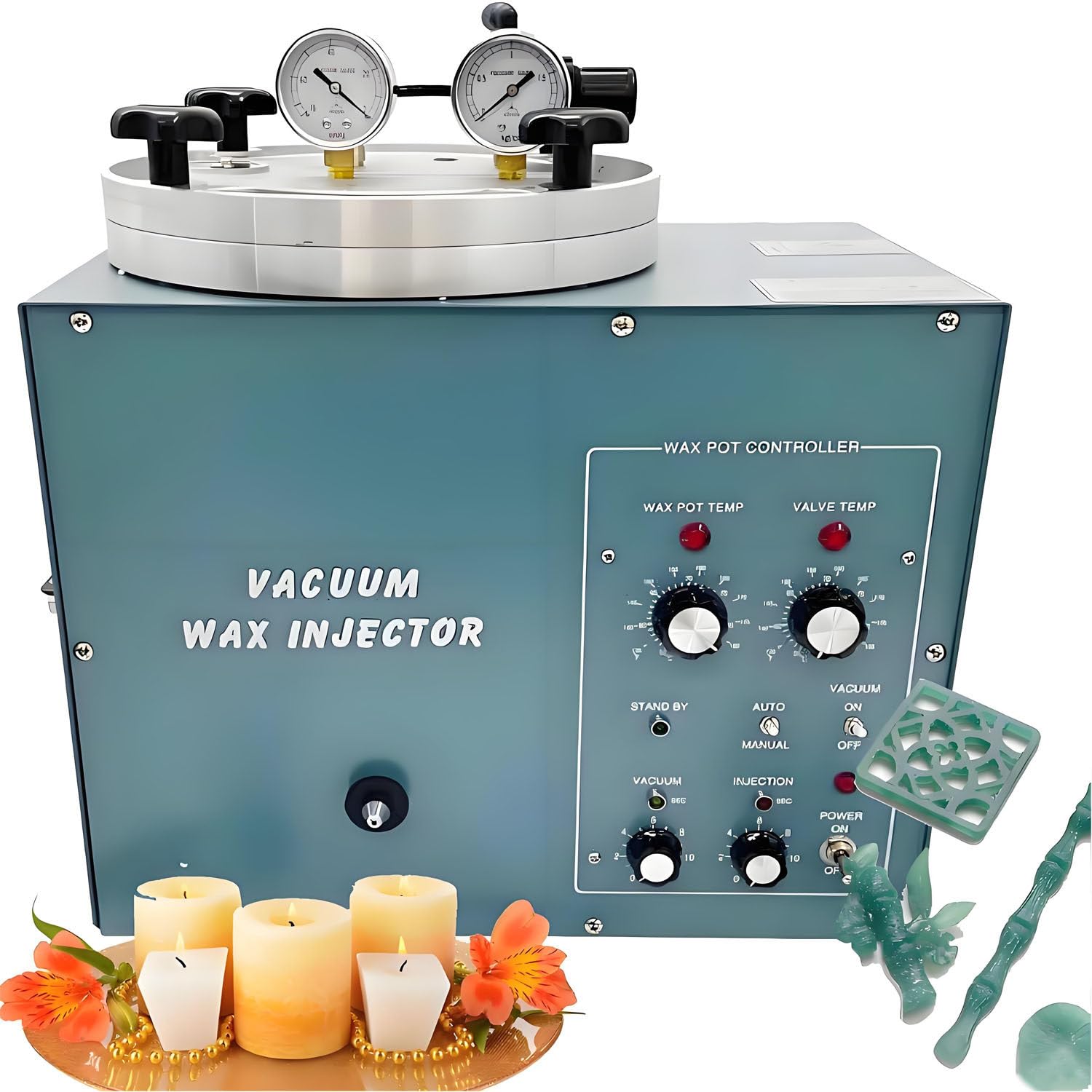 AiODiO 510W Jewelry Vacuum Casting Machine，3kg Digital Vacuum Wax Injector for Jewelry Casting, Adjustable Pressure Wax Molding Machine with Large Capacity