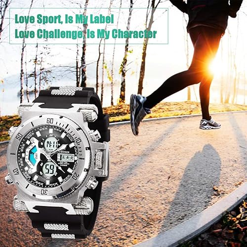 Miniatura 2 de SIBOSUN Relojes deportivos para hombre, reloj militar multifuncional, cronómetro, resistente al agua, gran cara, LED, reloj de pulsera digital