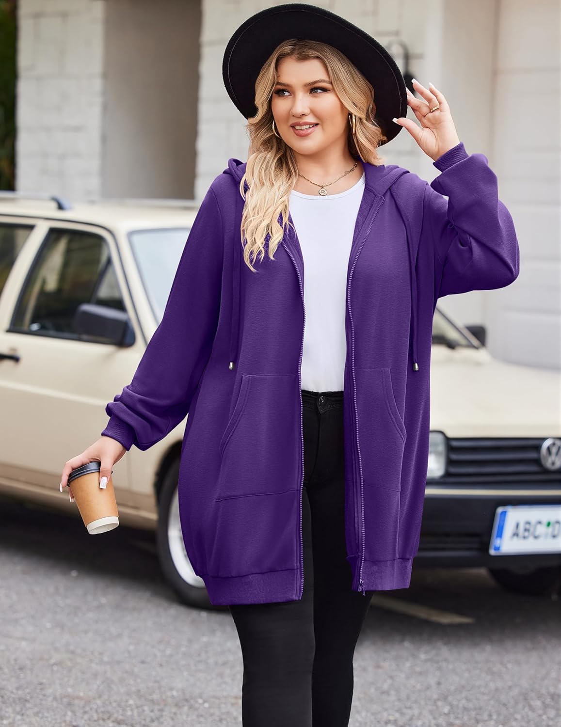 IN'VOLAND Women Plus Size Zip Up Hoodies Long Sleeve Tunic Sweatshirt Long Fleece Hoodie Jacket with Pockets - Image 5