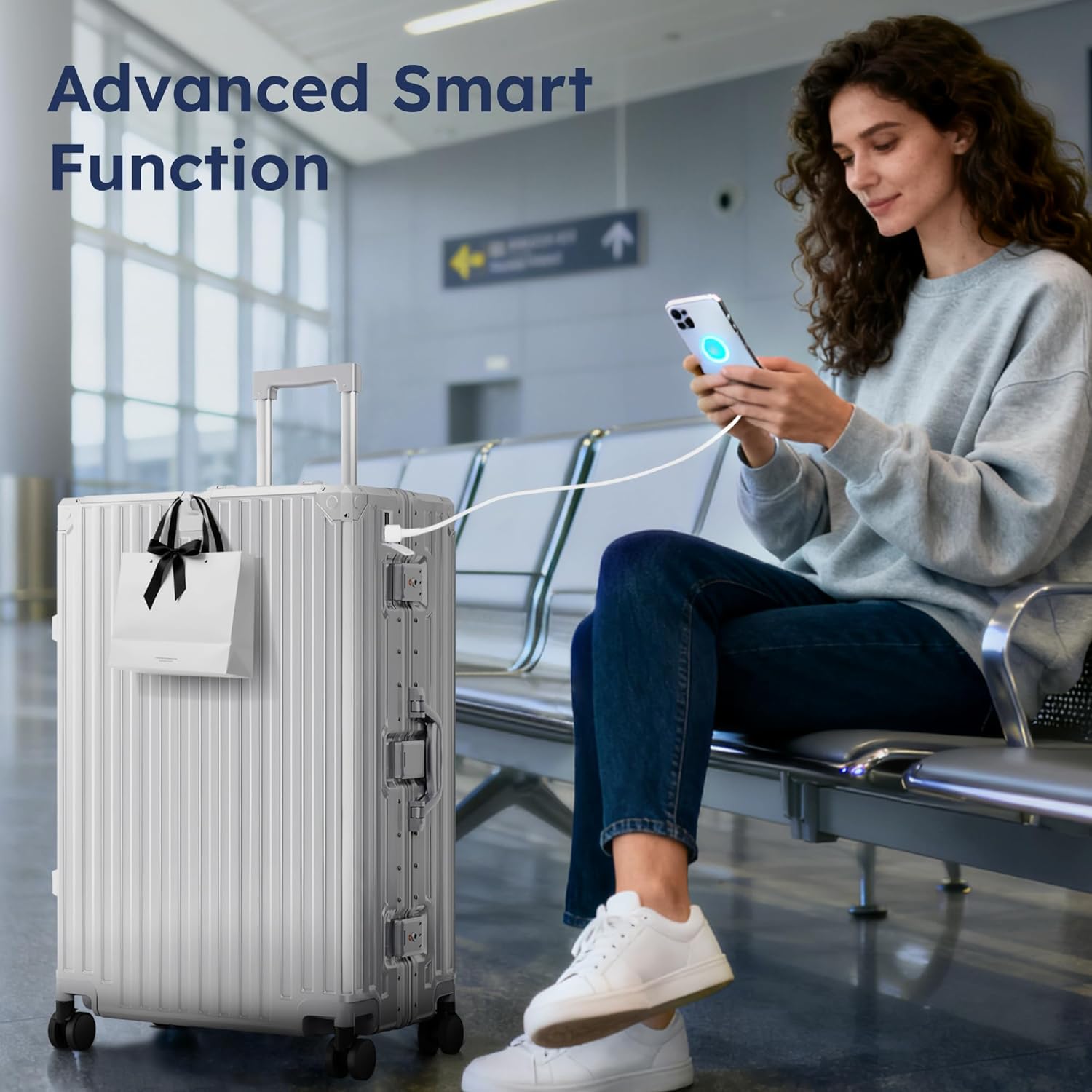 ALPHA CAMP Checked 28 Inch Luggage, Thickened Aluminum Frame Luggage with TSA Spinner Wheels, 3-Layer PC Hard Shell Zipperless Lightweight Travel Suitcase, TypeC USB Charging Port, Cup Holder - Image 9